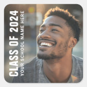 Abschluss Modernes Foto mit dunklem Overlay Quadratischer Aufkleber (Vorderseite)