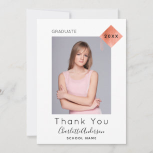 Abschluss Modernes Foto Rose Gold Danke Karte
