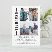 Abschluss Modernes Fotomaterial Personalisiert Einladung (Stehend Vorderseite)