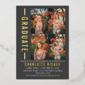 Abschluss Modernes Fotomaterial Personalisiert Folieneinladung (Vorderseite)