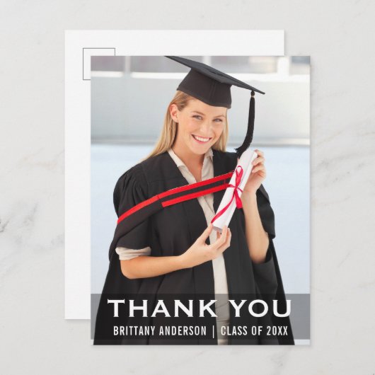 Abschluss Modernes Graduate Foto Vielen Dank Postkarte (Vorne/Hinten)
