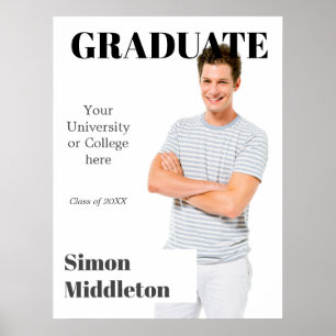 Abschluss Modernes Graduiertenschwarzes Headline-F Poster
