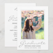 Abschluss Modernes Grauschrift Typografie Foto Ankündigung (Vorne/Hinten)