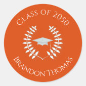 Abschluss Modernes Klassisches Laurel Bright Orang Runder Aufkleber (Vorderseite)