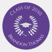 Abschluss Modernes Klassisches Laurel Einfach Lila Runder Aufkleber (Vorderseite)