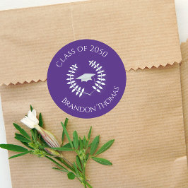 Abschluss Modernes Klassisches Laurel Einfach Lila Runder Aufkleber