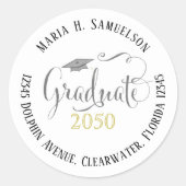 Abschluss Modernes Minimalistisches Mortarboard Go Runder Aufkleber (Vorderseite)