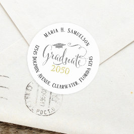 Abschluss Modernes Minimalistisches Mortarboard Go Runder Aufkleber