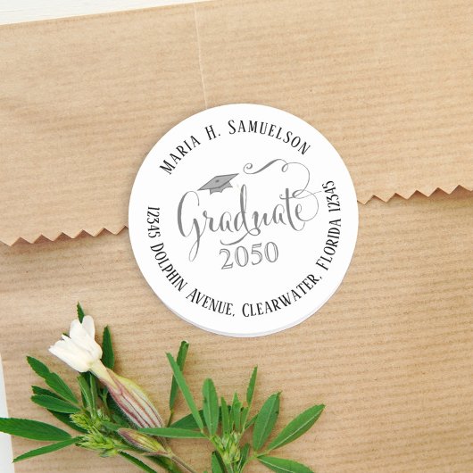 Abschluss Modernes Minimalistisches Mortarboard Sc Runder Aufkleber