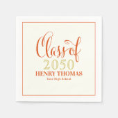 Abschluss Modernes Minimalistisches Orange Script Serviette (Vorderseite)