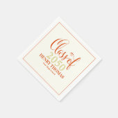 Abschluss Modernes Minimalistisches Orange Script Serviette (Ecke)