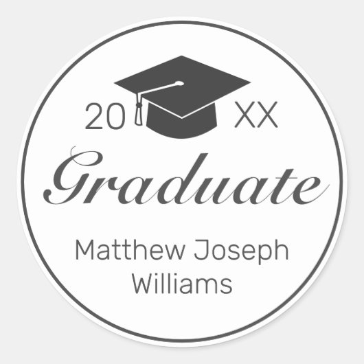 Abschluss Modernes Minimalistisches Schwarzes Schw Runder Aufkleber (Vorderseite)