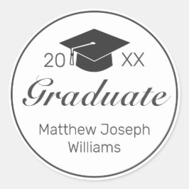 Abschluss Modernes Minimalistisches Schwarzes Schw Runder Aufkleber