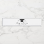 Abschluss Modernes Minimalistisches Schwarzes Schw Wasserflaschenetikett (Einzelnes Label)