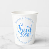 Abschluss Modernes Minimalistisches Script Azure B Pappbecher (Rückseite)