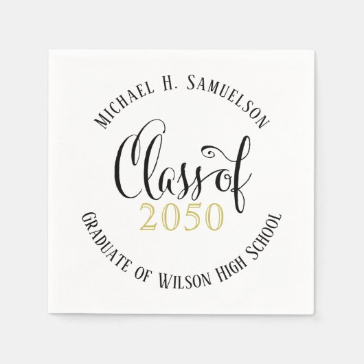 Abschluss Modernes Minimalistisches Script Gold Bl Serviette (Vorderseite)