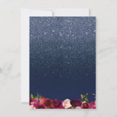 Abschluss Modernes Navy Blue Burgundy Rote Floral Einladung (Rückseite)