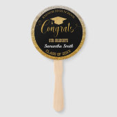 Abschluss Modernes Schwarz-Gold-Graduate-Foto Fächer (Vorderseite)