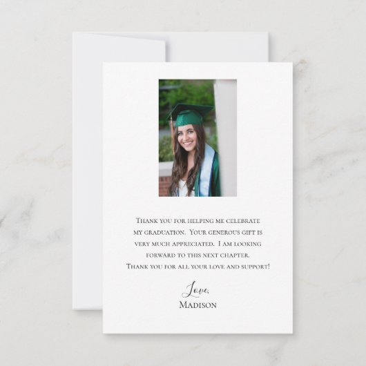 Abschluss Modernes Script 2 Foto Danke Karte (Rückseite)