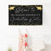 Abschluss Modernes Script Gold Confetti Willkommen Banner (Insitu)