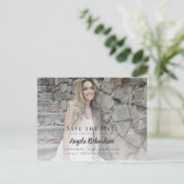 Abschluss Modernes Skript-Save the Date Foto Einladungspostkarte (Stehend Vorderseite)