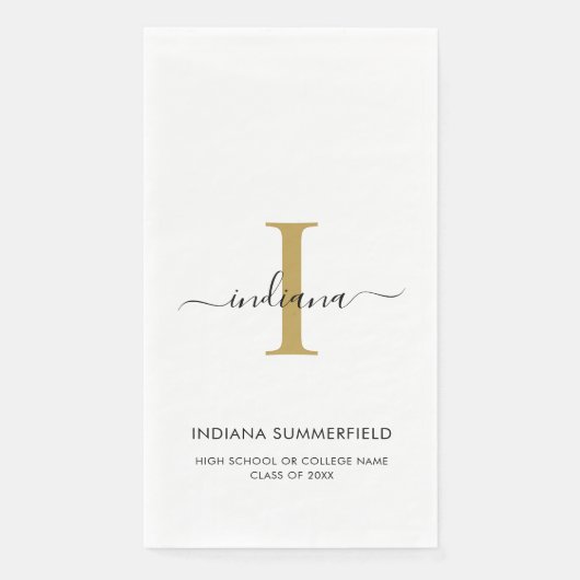 Abschluss Monogram Name Script-Party Serviette (Vorderseite)