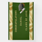Abschluss Mortar Board Green und Gold Banner (Vertikal)