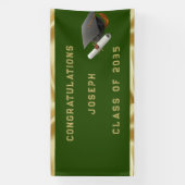 Abschluss Mortar Board Green und Gold Banner (Vertikal)