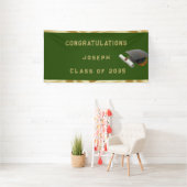 Abschluss Mortar Board Green und Gold Banner (Insitu)