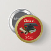 Abschluss Mortar, Diplom und Bücher Button (Vorne & Hinten)