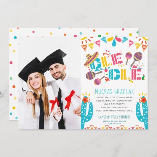 Abschluss Muchas Gracias Fiesta Dankeschön Karte (Vorne/Hinten)