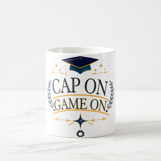 Abschluss-Mug mit der Aufschrift "Cap On Game On" Kaffeetasse (Mittel)