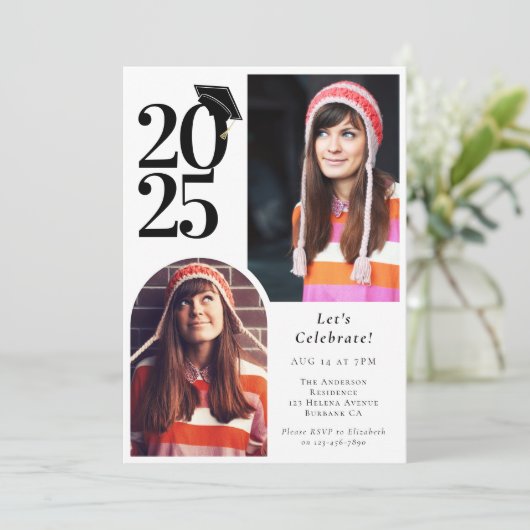 Abschluss Multi Foto Arch Graduate Einladung (Stehend Vorderseite)