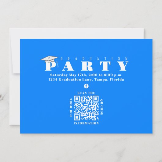 Abschluss Multi-Foto Blue-Klasse 2023 QR-Code Einladung (Rückseite)