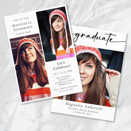 Abschluss Multi Foto Calligrafy Graduate Einladung