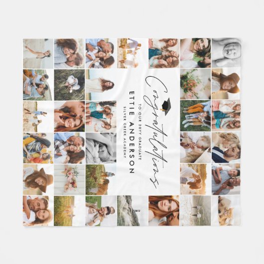 Abschluss Multi-Foto Glückwunschgeschenk Fleecedecke (Vorderseite (Horizontal))