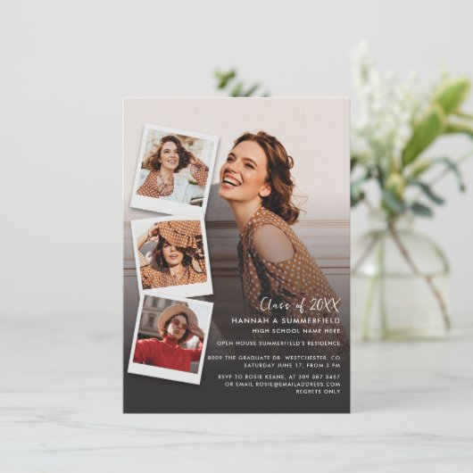 Abschluss Multi Foto Grad 2024 Party Einladung (Stehend Vorderseite)