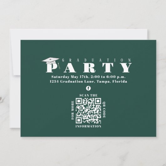 Abschluss Multi-Foto-Grüne Klasse 2023 QR-Code Einladung (Rückseite)