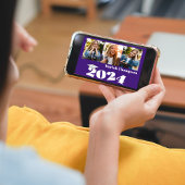 Abschluss Multi Foto Lila Class 2023 QR-Code Einladung