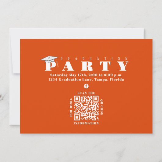 Abschluss Multi Foto Orang Class 2023 QR-Code Einladung (Rückseite)