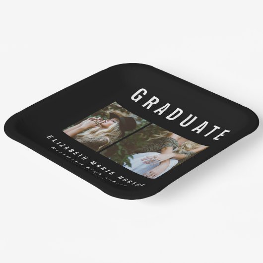 Abschluss Multi-Foto-Party Typ Schwarzweiß Pappteller (Gewinkelt)