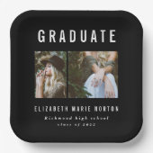 Abschluss Multi-Foto-Party Typ Schwarzweiß Pappteller (Vorderseite)