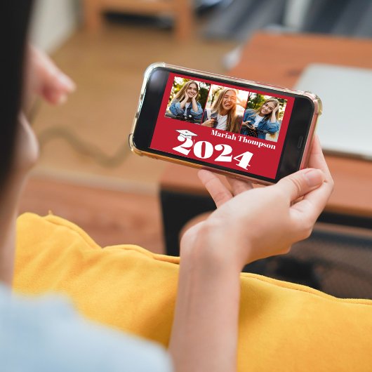 Abschluss Multi-Foto-Rote Klasse 2023 QR-Code Einladung