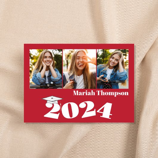 Abschluss Multi-Foto-Rote Klasse 2023 QR-Code Einladung