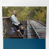 Abschluss Multi Foto Simple Blue Confetti 2022 Dreifach Gefaltete Ankündigung (Innen Erste Seite)