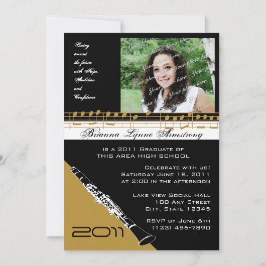 Abschluss Music/Klarinette Einladung (Vorderseite)