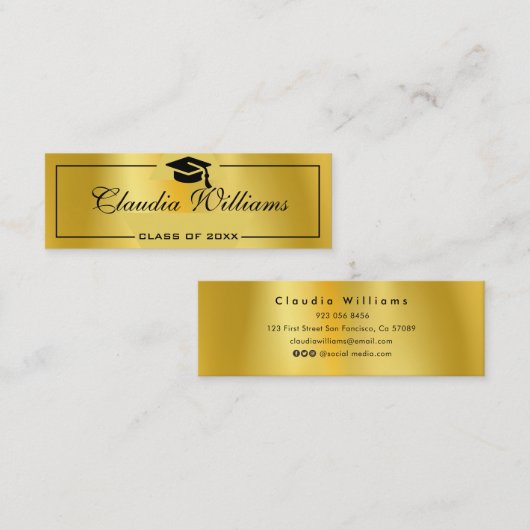 Abschluss Name Card . Gold Classic Insert Card Telefonnummerkarte (Vorne/Hinten)