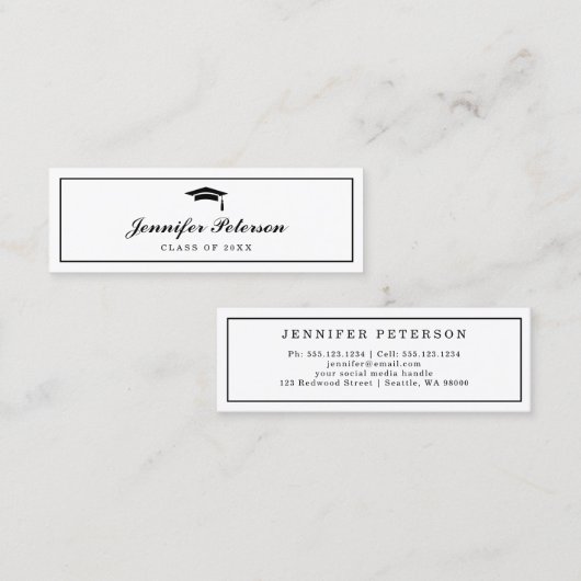 Abschluss Name Card Klassische Skripteinführungska Telefonnummerkarte (Vorne/Hinten)