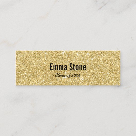 Abschluss Name Card Modern Gold Glitzer Beilage Telefonnummerkarte (Vorderseite)