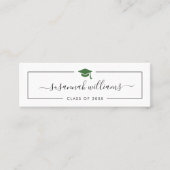 Abschluss Name Card Modern Script Green Cap Telefonnummerkarte (Vorderseite)